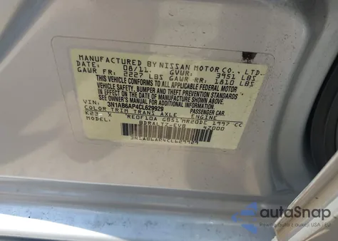 2012 Nissan Sentra 2.0 Sr из США, поврежденный, VIN 3N1AB6AP4CL629929